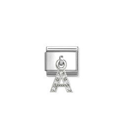 Element link do bransoletki Nomination CHARMS Literka A z cyrkoniami 331818 01 stal i srebro 925