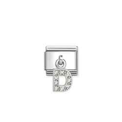 Element link do bransoletki Nomination CHARMS Literka D z cyrkoniami 331818 04 stal i srebro 925