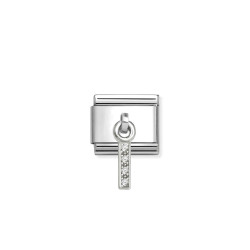 Element link do bransoletki Nomination CHARMS Literka I z cyrkoniami 331818 09 stal i srebro 925