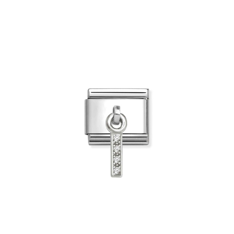 Element link do bransoletki Nomination CHARMS Literka I z cyrkoniami 331818 09 stal i srebro 925