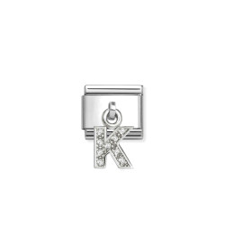 Element link do bransoletki Nominations CHARMS Literka K z cyrkoniami 331818 11 stal i srebro 925