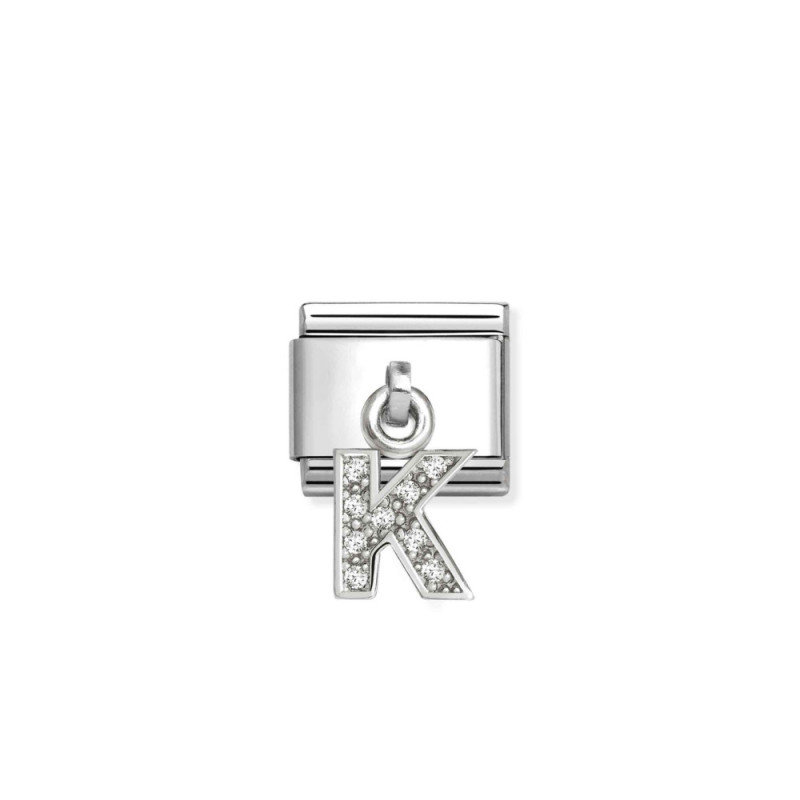 Element link do bransoletki Nominations CHARMS Literka K z cyrkoniami 331818 11 stal i srebro 925