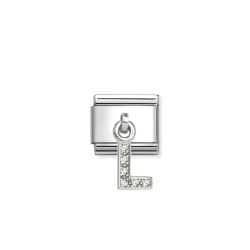 Element link do bransoletki Nomination CHARMS Literka L z cyrkoniami 331818 12 stal i srebro 925