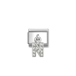 Element link do bransoletki Nomination CHARMS Literka N z cyrkoniami 331818 14 stal i srebro 925
