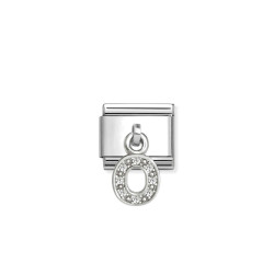 Element link do bransoletki Nomination CHARMS Literka O z cyrkoniami 331818 15 stal i srebro 925