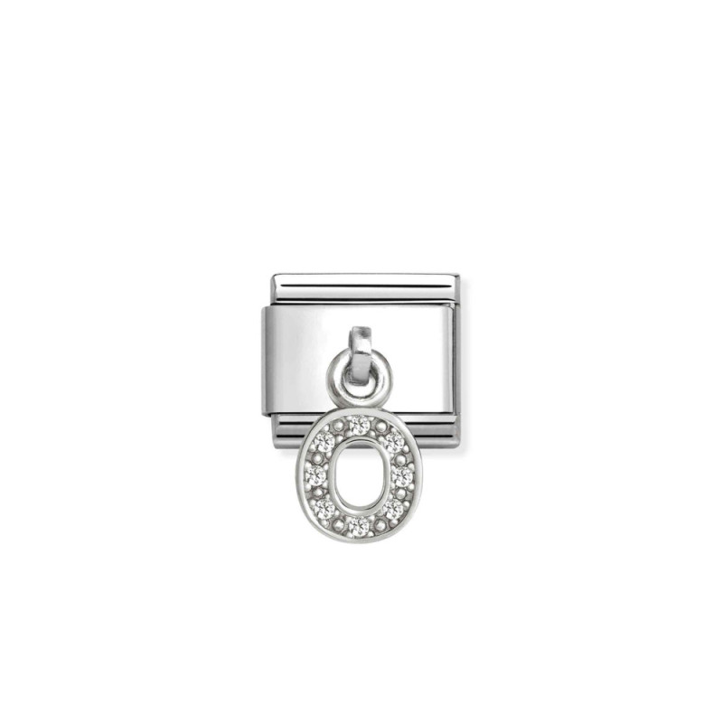 Element link do bransoletki Nomination CHARMS Literka O z cyrkoniami 331818 15 stal i srebro 925