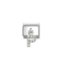 Element link do bransoletki Nomination CHARMS Literka P z cyrkoniami 331818 16 stal i srebro 925