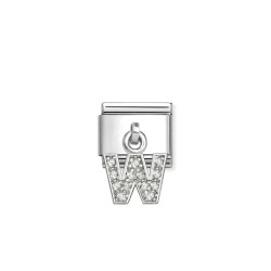 Element link do Nimonation CHARMS Literka W z cyrkoniami 331818 23 stal i srebro 925