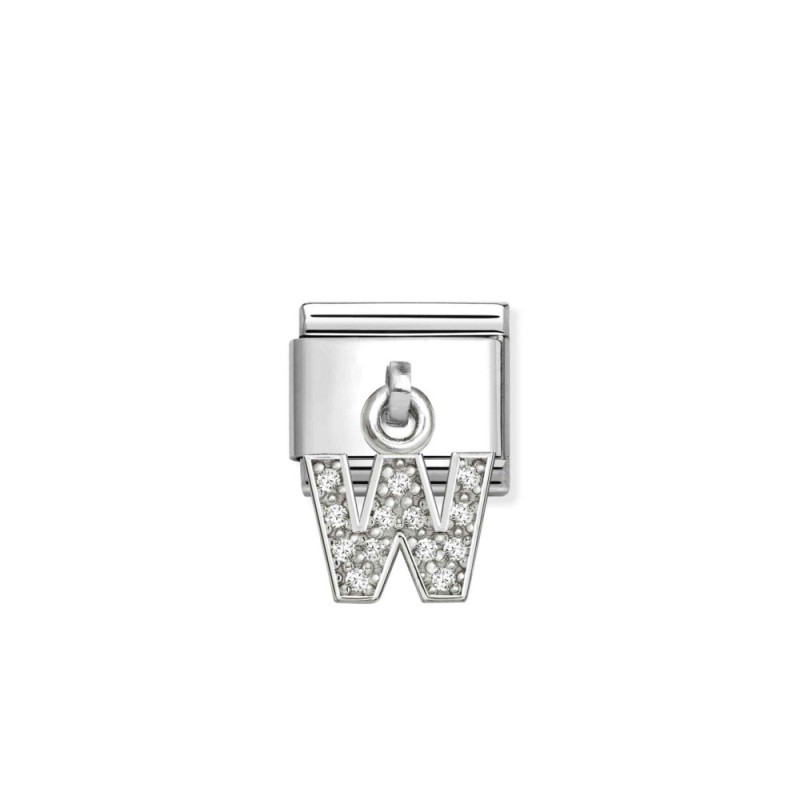 Element link do Nimonation CHARMS Literka W z cyrkoniami 331818 23 stal i srebro 925