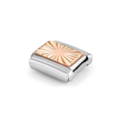 Element link do bransoletki Nomination  Diamentowana płytka 430101 56  stal i różowe złoto 9 karat