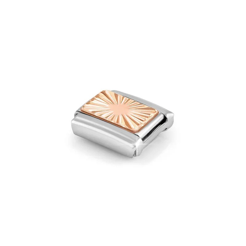 Element link do bransoletki Nomination  Diamentowana płytka 430101 56  stal i różowe złoto 9 karat