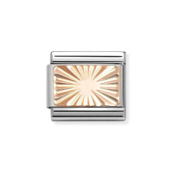 Element link do bransoletki Nomination  Diamentowana płytka 430101 56  stal i różowe złoto 9 karat