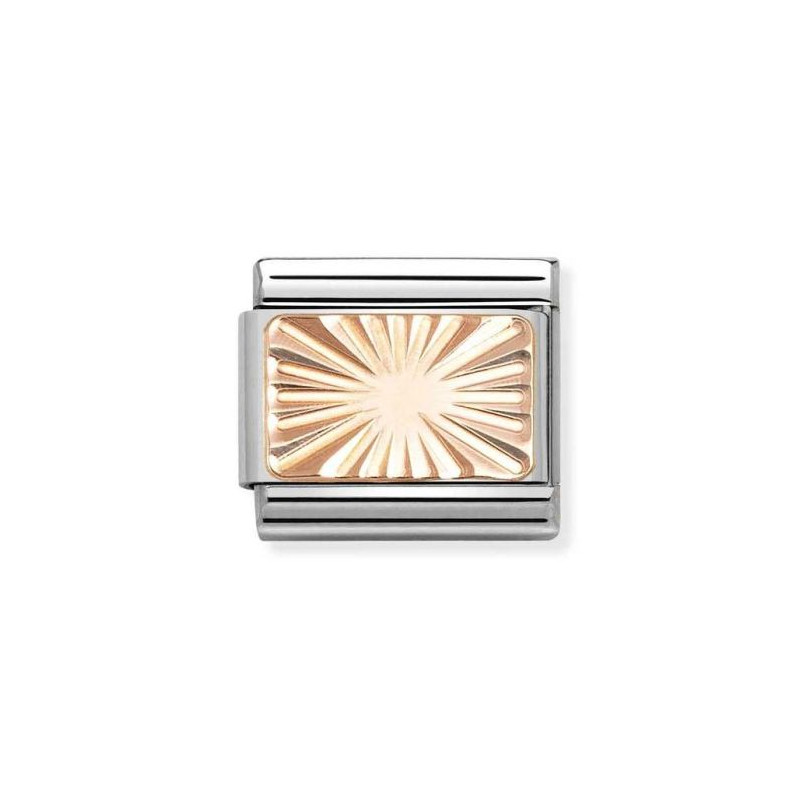 Element link do bransoletki Nomination  Diamentowana płytka 430101 56  stal i różowe złoto 9 karat