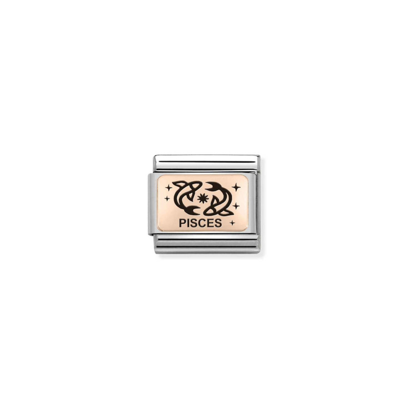 Element do bransoletki Nomination Composable Rose Znak zodiaku Ryby 430112 12 stal i różowe złoto 9 karat