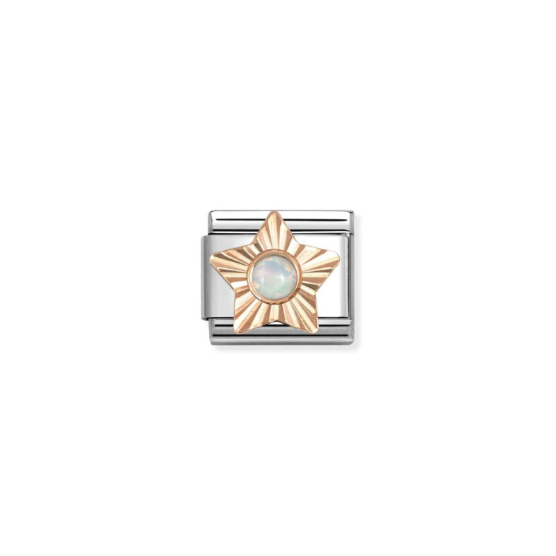 Element link do bransoletki Nomination Gwiazda z opalem jubilerskim 430515 07 stal i różowe złoto 9 karat