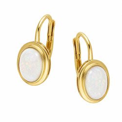 Kolczyki opal biały 8x5 gł.oprawa/bigiel OS 96-0868 OPL Au 585