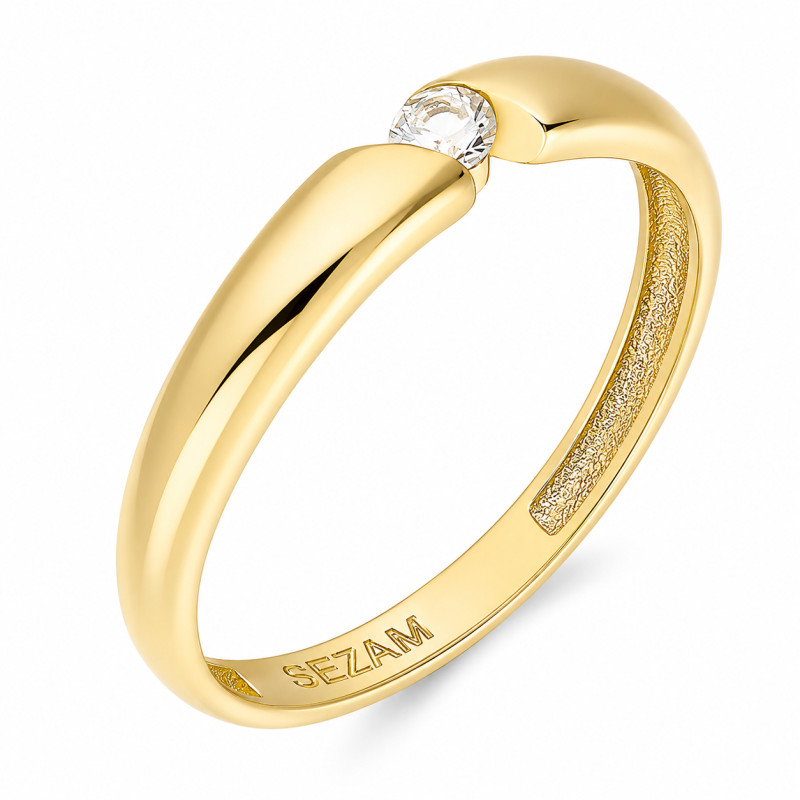 Złoty Pierścionek z Białą Cyrkonią pr. 585 Mariage - JubilerSezam.pl