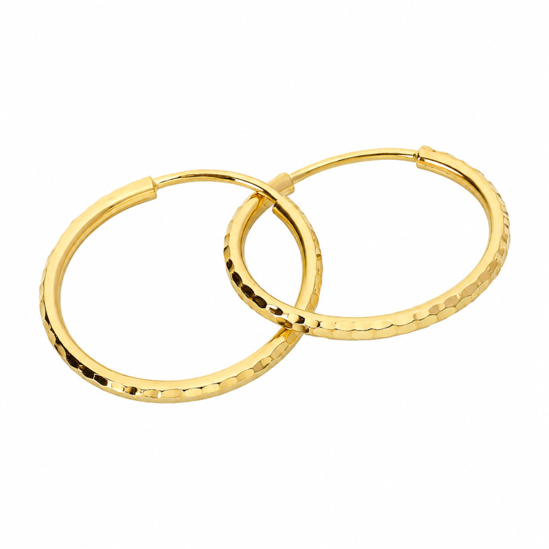 Złote Kolczyki Kółka Taflowane 18mm pr. 585 - JubilerSezam.pl