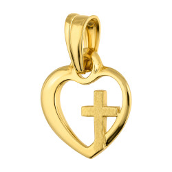 Złoty Krzyżyk w Sercu pr. 585 - Symbol Wiary i Miłości