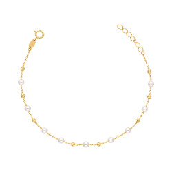 Bransoletka z perełkami 3 mm, ze złota 585