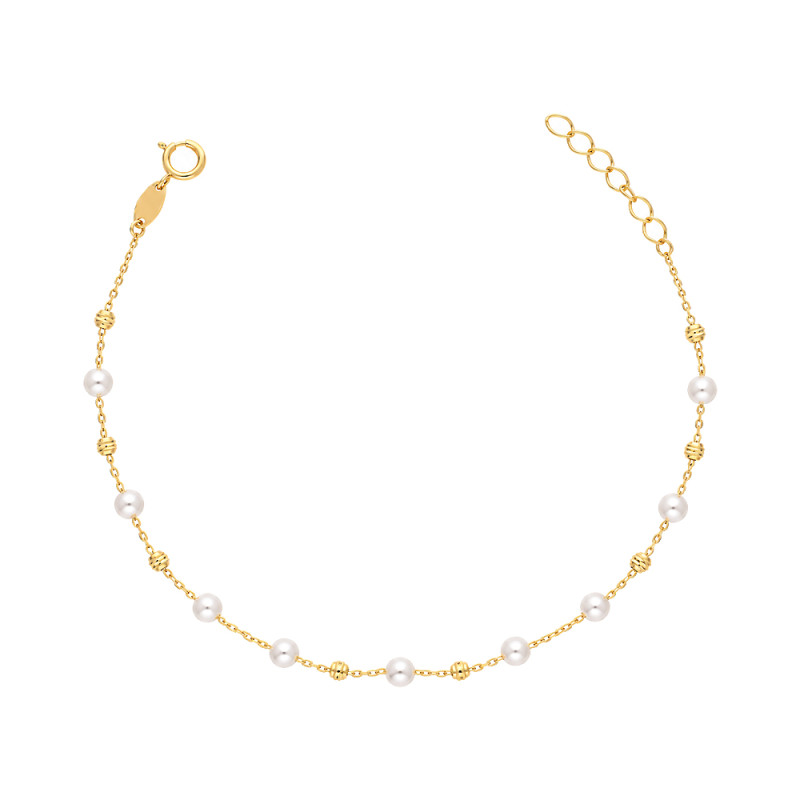 Bransoletka z perełkami 3 mm, ze złota 585