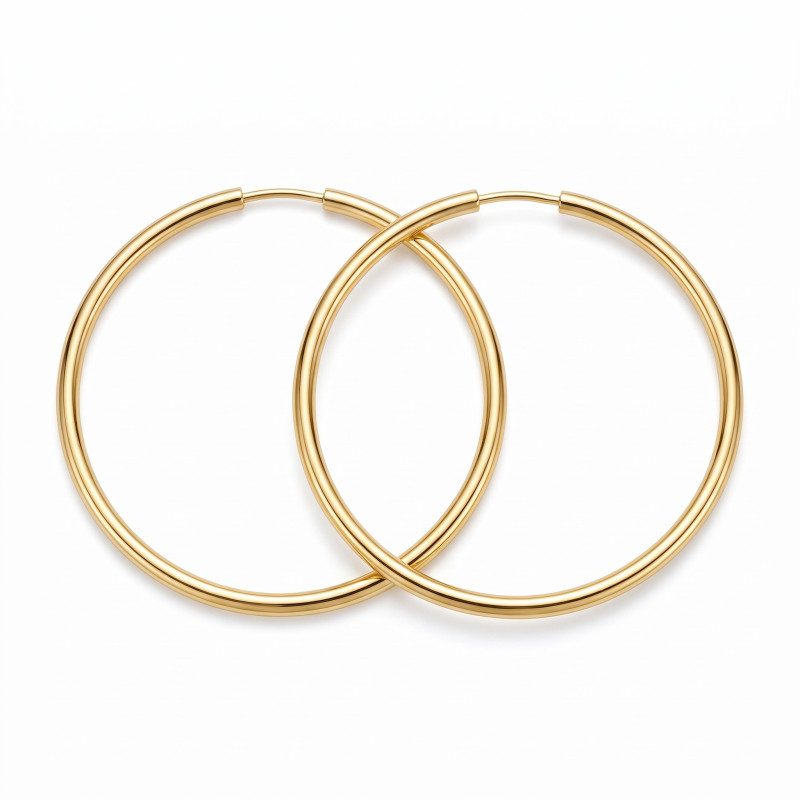 Kolczyki koła złote 40mm, próba 585, szarnir - Jubiler Sezam