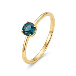 Pierścionek złoty z topazem London Blue 585 - Jubiler Sezam