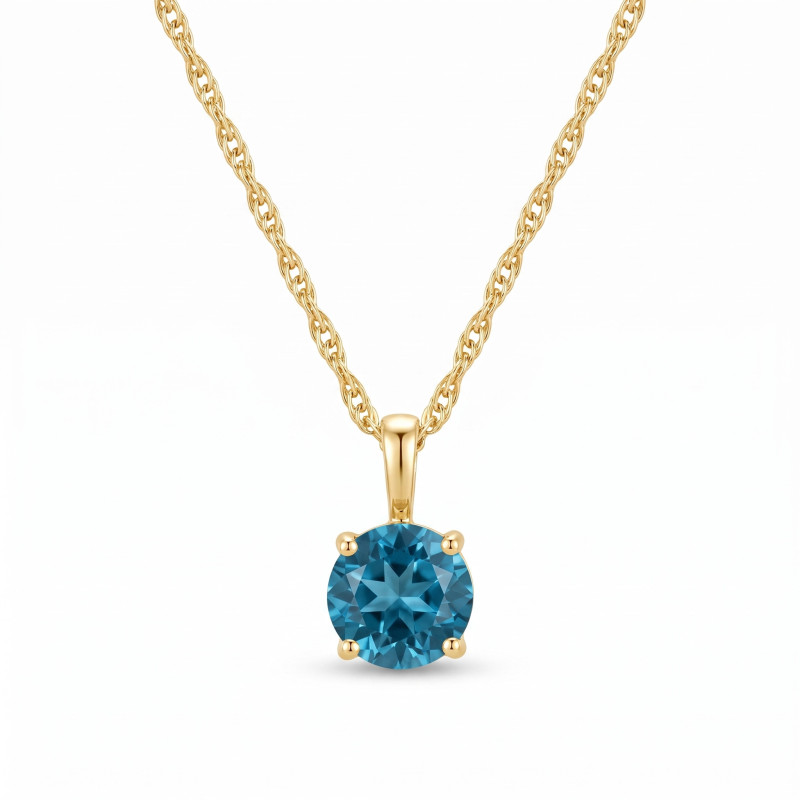 Naszyjnik złoty z topazem London Blue 585 - Jubiler Sezam