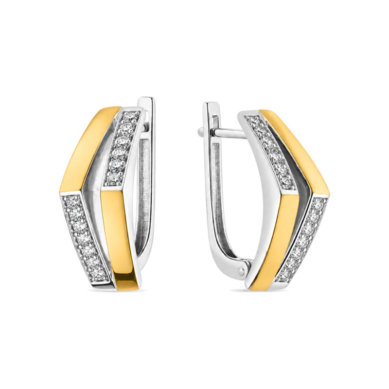 Kolczyki twin LINE cyr 2rx2bl ścięty/ang PX 1586_AU375 blaszka gold AgAu