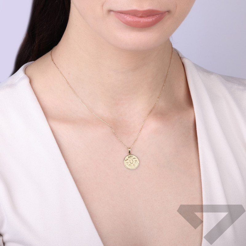 Zawieszka złota okrągły amulet szczęścia ze złota 375