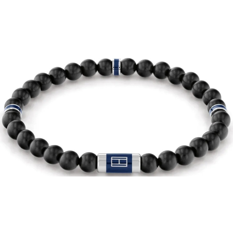 Bransoletka męska TOMMY HILFIGER 2790323 z czarnymi koralikami