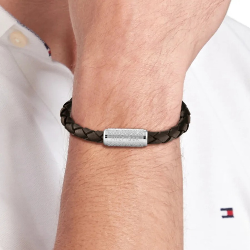 Bransoletka męska Tommy Hilfiger 2790478 stal i pleciona skóra