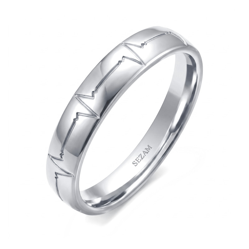 Obrączka ślubna złota personalizowana z motywem pulsu SEZ-ST-257