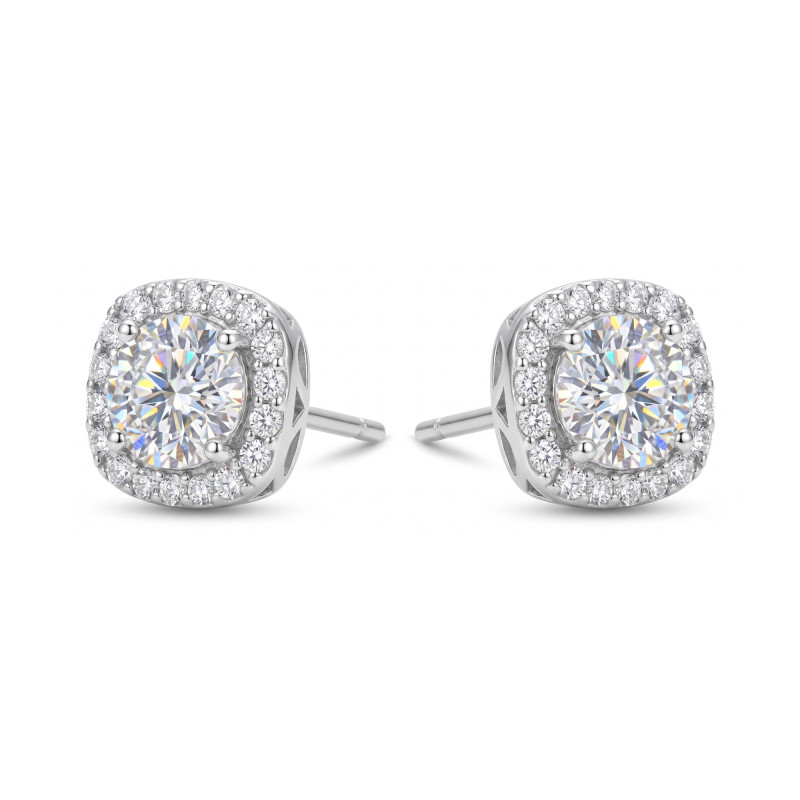 Kolczyki srebrne z moissanitem 925, sztyft - Jubiler Sezam