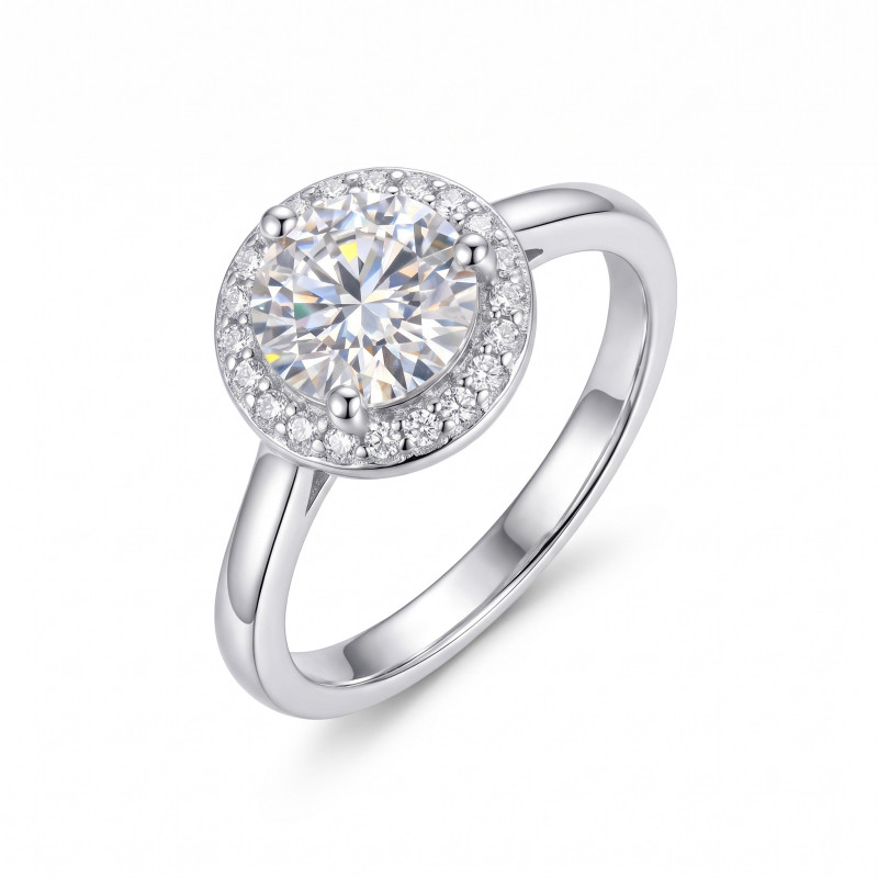 Pierścionek srebrny z moissanitem 0,7 ct 925 - Jubiler Sezam
