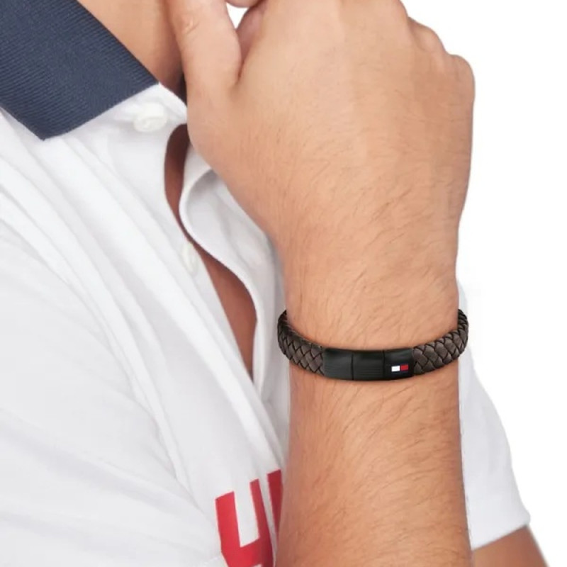 Bransoletka męska TOMMY HILFIGER 2790661 skóra koloru brązowego