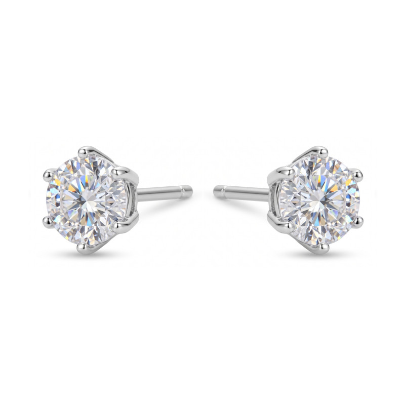 Kolczyki srebrne z moissanitem 0,5 ct sztyft - Jubiler Sezam