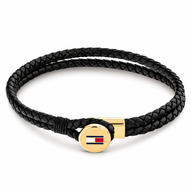 Bransoletka męska TOMMY HILFIGER 2790669 stal i skóra czarna