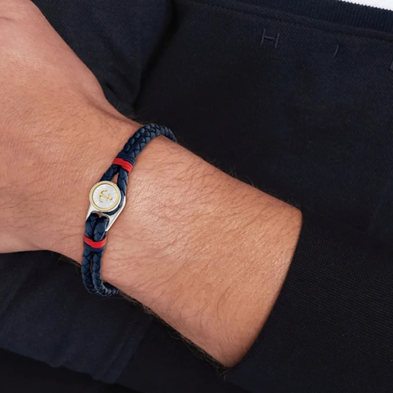 Bransoletka męska TOMMY HILFIGER 2790691 skóra granatowa