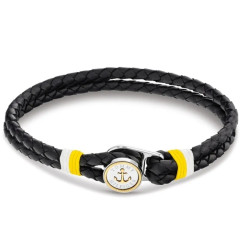 Bransoletka męska TOMMY HILFIGER 2790695 stal i czarna skóra