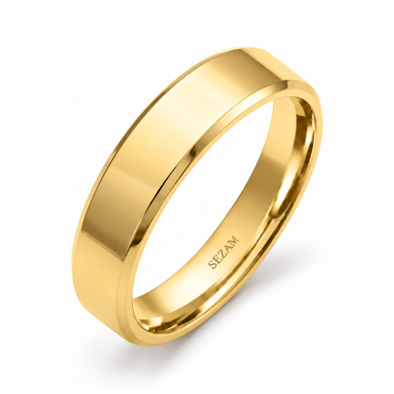 Obrączka złota fazowana 6 mm