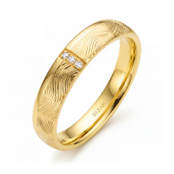 Obrączka ślubna złoto próba 585, diamenty 0.015 ct, 11-04982