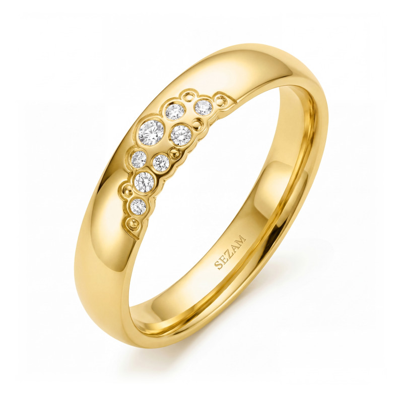 Obrączka ślubna złoto próba 375, diamenty 0.0625ct, 11-04939