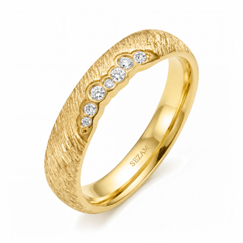 Obrączka ślubna złoto próba 375, diamenty 0.06 ct, 11-04921