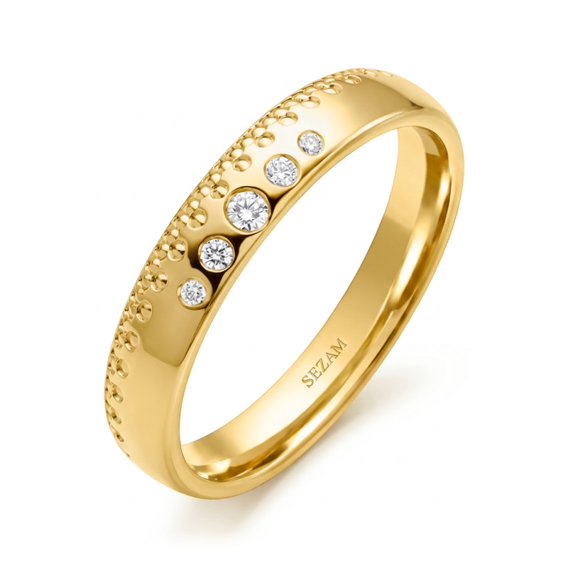 Obrączka ślubna złoto próba 375, diamenty 0.05ct, 11-03979