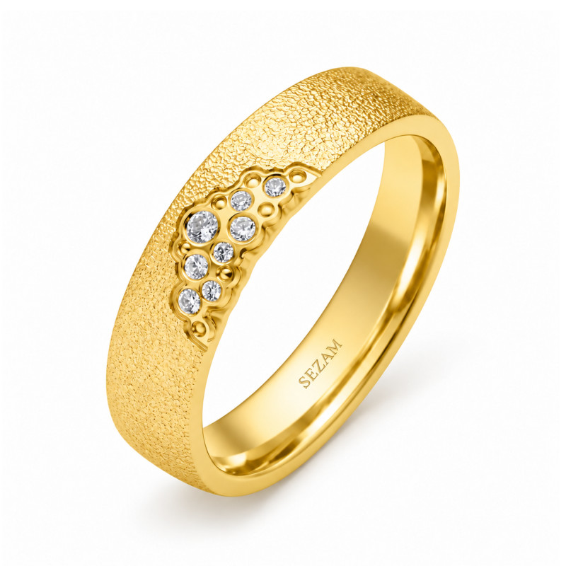 Obrączka ślubna złoto próba 585, diamenty 0.0625 ct, 11-04938