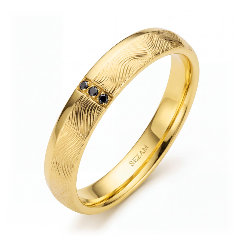 Obrączka ślubna złoto próba 585, diamenty 0.015ct, 11-04971