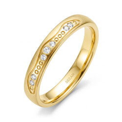 Obrączka ślubna złoto próba 375, diamenty 0.0375 ct, 11-03523