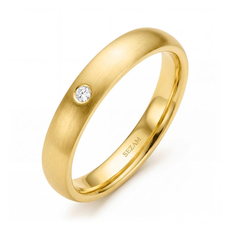 Obrączka ślubna złoto próba 375, diamenty 0.01ct, 11-04436