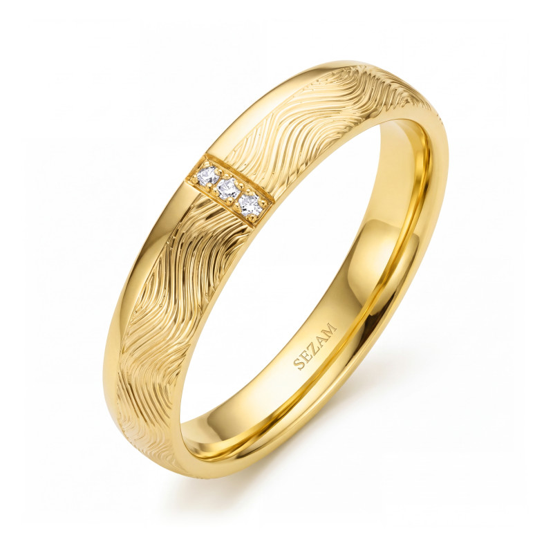 Obrączka ślubna złoto próba 375, diamenty 0.015ct, 11-04938